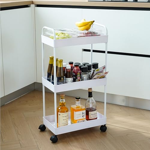 huiyoujiu Snack Cart, 3-Tier Trolley, A Multi-Functional Trolley Suitable For Kitchens, Bathrooms and Offices (Black) - Image 7