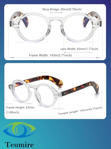 Image of Round Black Glasses for Men Women Thick Circle Blue Light Glasses Hippie Costume Eyewear