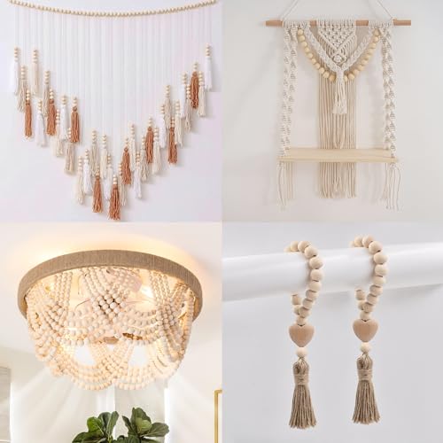 50 Stück Holzperlen 18mm Mit Loch,Holzkugeln 18mm Mit Loch,Holzkugeln zum Basteln,Holz Perlen,Wooden Beads,Holzperlen Groß,für Dekorationen, Armbändern,DIY (50,18mm)