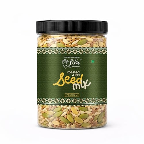 Image of LILA DRY FRUITS Roasted Seeds Mix 4in1 1 Kg | Pumpkin Sunflower Watermelon Flax Seed Crunchy Healthy Seeds Combo Pack | Daily Nutrition & Snacking Mix Perfect for Gifting