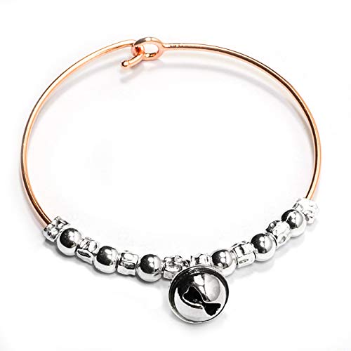  BRACCIALE RIGIDO in ARGENTO 925, con palline,pepite martellate e ciondolo CAMPANELLINO