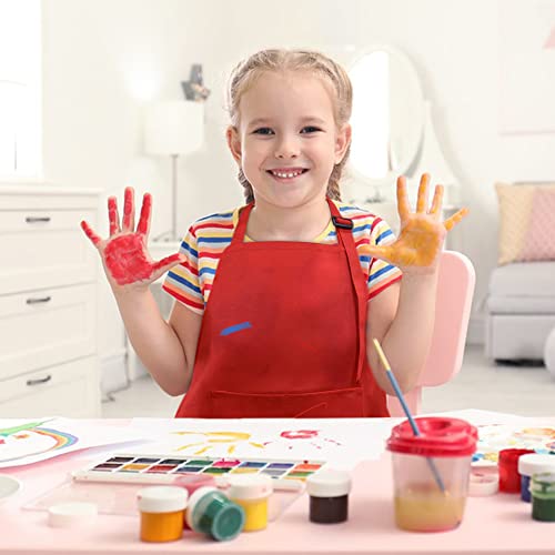 Sunland Kids Apron And Hat Set Children Chef Apron For Cooking Baking Painting Red (M:6-12 Years) #TOP6