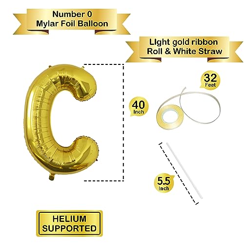 Image of Letter Balloons Gold Party Balloon - 40 Inch Large Gold Letter C Balloon, Letter Balloon Birthday Decorations, Balloon for Women Men Anniversary Party Decorations Supplies