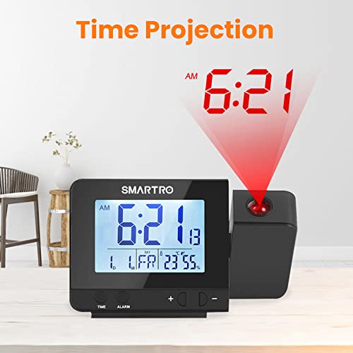 SMARTRO Digital Projection Alarm Clock for Bedrooms with Indoor Thermometer - Image 3