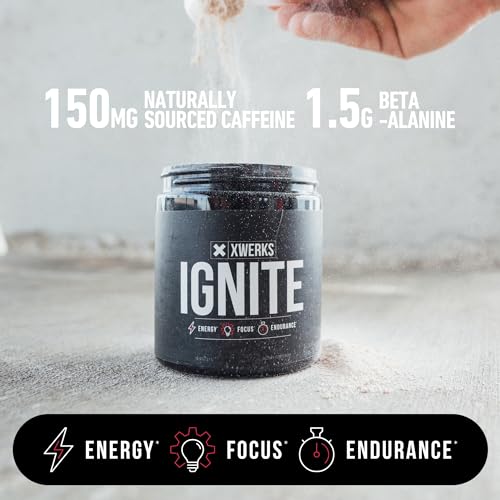 Image of Xwerks Ignite Pre Workout Powder for Men and Women, Natural Preworkout Energy Drink Powder, Gluten Free Keto Formula for Endurance Stamina and Workout Focus, 150 mg Caffeine, 30 Servings, Blue Razz