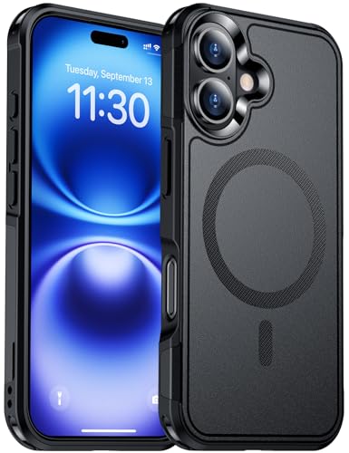 Temdan Designed for iPhone 16 Case Magnetic,[Compatible with Magsafe][Military Grade Drop Protection] Dropproof Heavy Duty Tough Rugged Shockproof Phone Case for iPhone 16 (6.1')-Black