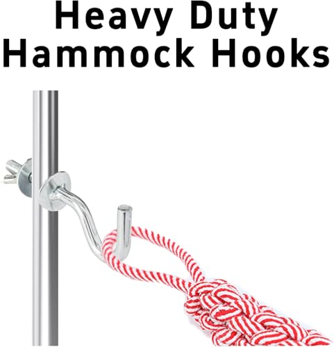 No Rust 3/8 Inch Diameter 2 Pcs Hammock Hooks Galvanized Zinc Hook Heavy Duty Metal Indoor Outdoor Hammocks Replacement Silver Hooks for 1-1/4 to 2 Inch Stand Holes Home Hardware Accessories