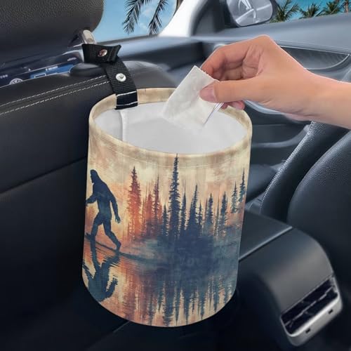 Image of Bigfoot Forest Collapsible Waste Basket Bin Car Trash Can Seat - Car Garbage Bag,Small Trash Can Car Accessories Interior for Car SUV Trucks