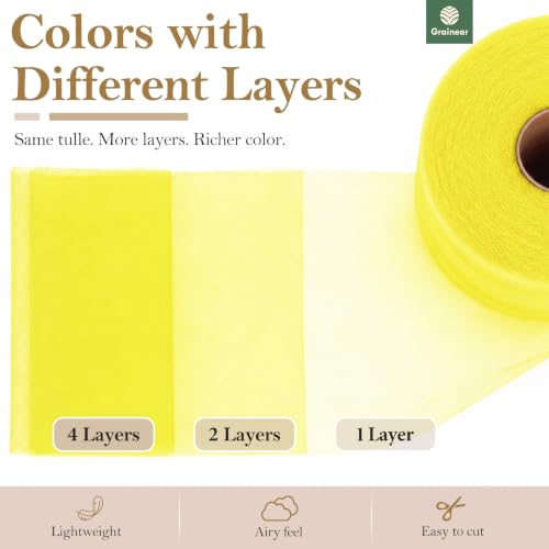 Image of Yellow Tulle Fabric Roll 6 Inch x 100 Yards Tulle Ribbon