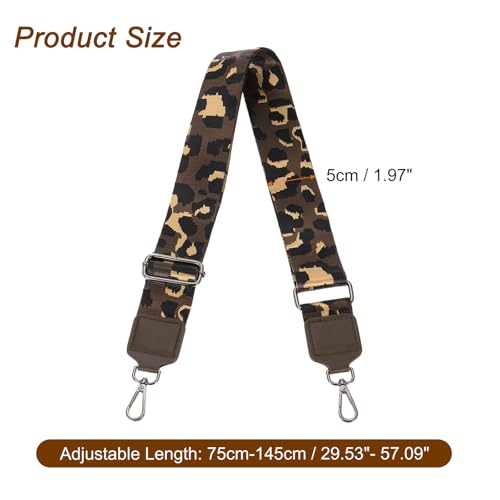 Image of uxcell Wide Shoulder Strap, 5cm Adjustable Purse Strap Replacement Crossbody Strap for Shoulder Bag Handbag, Brown, Black Square Mouth Buckle