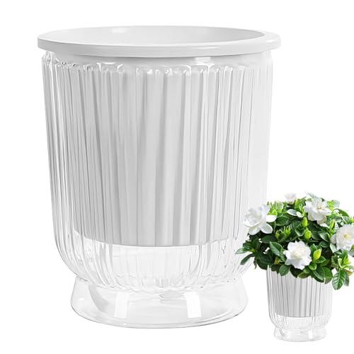 Contenitore di piante auto-irritanti intelligente-Pentola da giardino interno decorativo- per violette africane, erbe e fiori con deposito d'acqua-design sostenibile per senza problemi