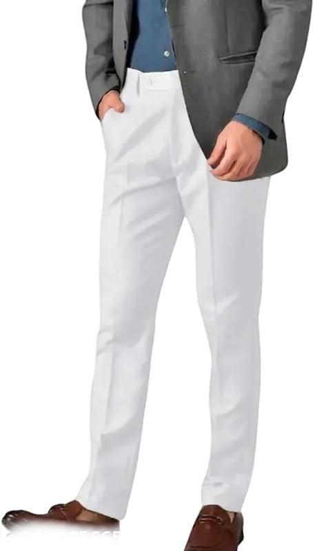Men’s Solid Color Formal Trousers Regular Fit Work Pants