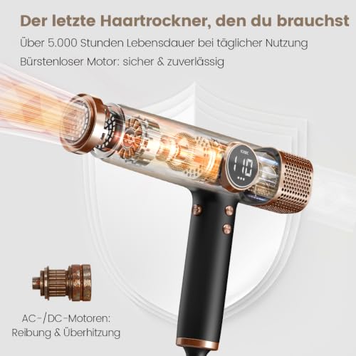 Faszin Professioneller Haartrockner, 110000 RPM, 330 g Superleicht, 1800W – Ansicht 6