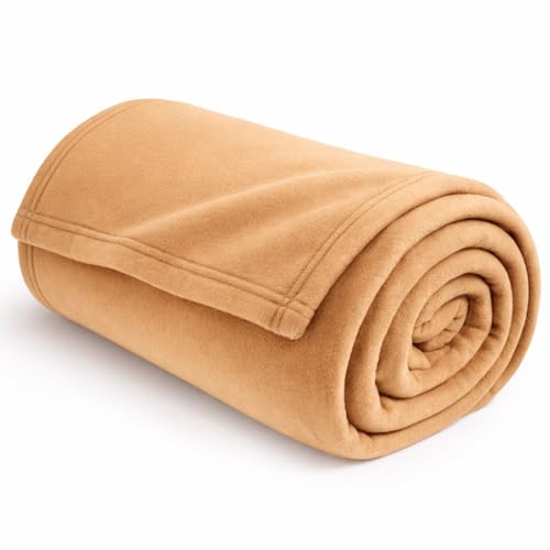 Image of Fleece Blanket 300 TC All Season Solid /Plain Light Weight Polar Fleece Single Bed Blanket (230 x 150 cm,Skin Friendly) (Beige)
