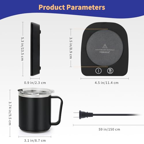 Image of VOBAGA Coffee Mug Warmer with 15oz Mug Set, Electric Coffee Cup Warmer with Three Temperature Settings for Home Office Desk, Smart Coffee Warmer with Auto Shut Off for Cocoa Tea Candles Coffee Gift