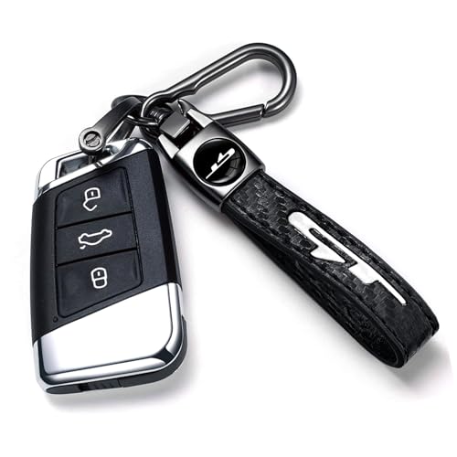 Image of Black GT Keychain for Kia K3 Forte Cerato 2021-2024, Black Leather & Metal Car Key Fob Holder, GT Car Keychain Accessories