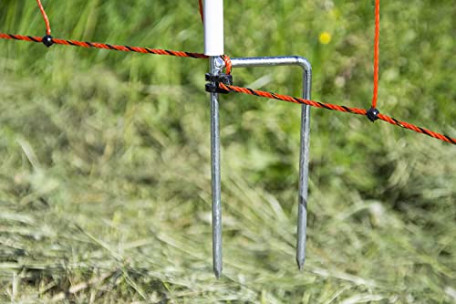 horizont Schafzaun 50m lang, 90cm hoch, Schafnetz 14 Pfähle elektrisch mit Doppelspitze, oranger Weidezaun für Schafe… – Bild 5