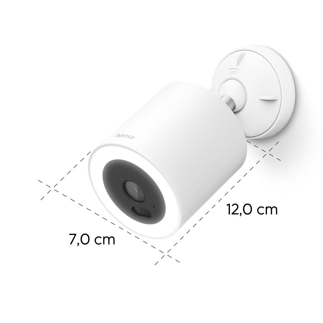 Hama Zewnętrzna Kamera do Monitoringu WLAN z Czujnikiem Ruchu i Światłem, Wodoodporna IP65, Kamera Nocna, Rozpoznawanie Osób, Funkcja Mowy, Nagrywanie 2,5K, Sterowanie Aplikacją i Głosem