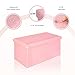 B FSOBEIIALEO Folding Storage Ottoman, Faux Leather Footrest Seat Long Bench Box Chest for Girls, Pink 30