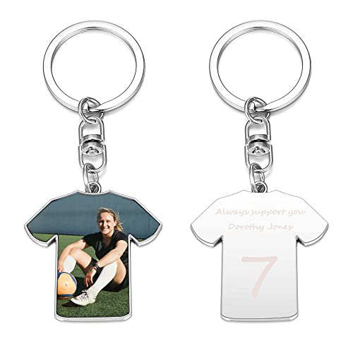 JSDDE Personalisierte Fußball Schlüsselanhänger mit Foto Text Gravur,...