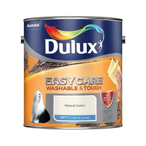 Natural Calico Dulux Easycare Matt Emulsion Paint 2.5L – Washable & Stain Resistant, Durable Matt Finish, Quick Dry, Low Odour Interior Wall & Ceiling Paint