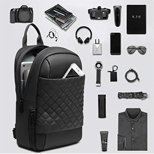Mens-Shoulder-BagSmall-Black-Sling-Messenger-Bagswith-USB-Port-Cross-Body-BagWater-Repellent-Hiking-Biking-Chest-Daypacks