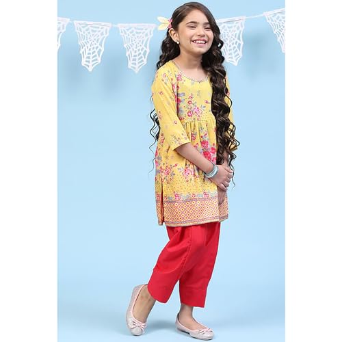 Image of BIBA Girls Biba Girls Polyester Straight Printed Suit Set