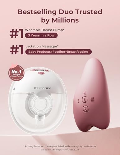 Image of Momcozy M5 Breast Pump & A1 Lactation Massager Combo -Wearable Breast Pump with Double-Sealed Flange (3 Modes /9 Levels) + 2-in-1 Lactation Massager (Heat & Vibration) for Clogged Ducts & Milk Flow