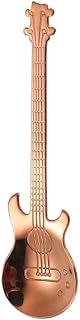 Cuchara Juego de cucharillas de postre con forma de guitarra, cucharillas de café de acero inoxidable de colores, cucharilla for té Demitasse for remover Cuchara de mesa(Rose gold,10pcs)