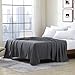 Cathay Luxury Silky Soft Polyester Single Flat Sheet, Full Size, Gray