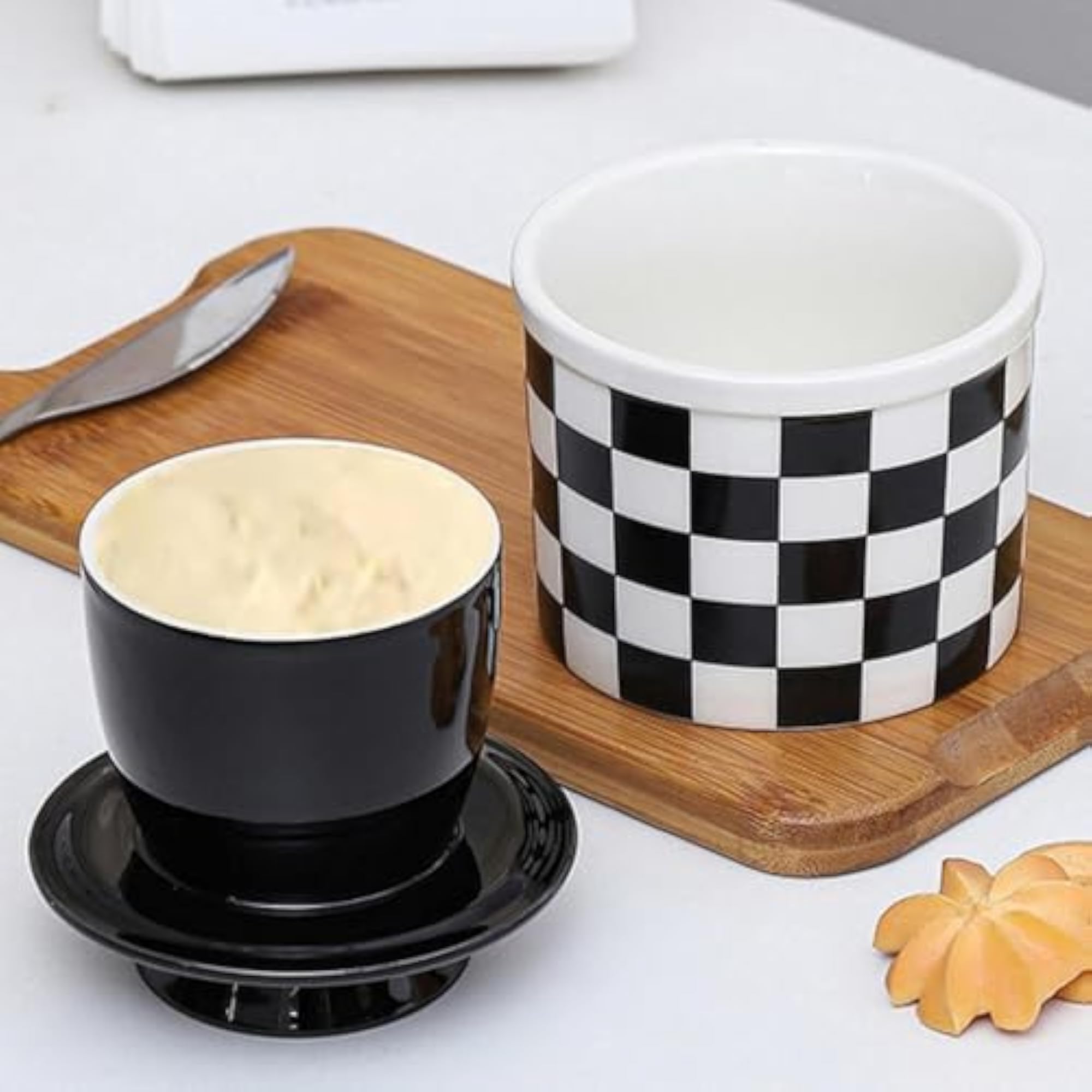 Butter Crock Porcelain Kitchen Storage Container for Fresh Butter