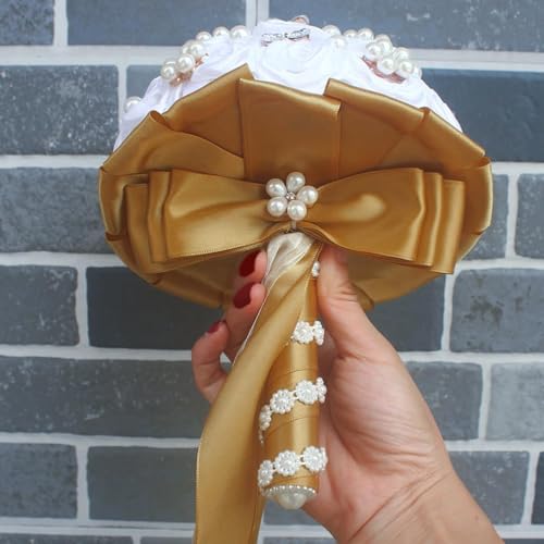 Image of Double Face Old Gold Satin Ribbon 1-1 /2 inch X 25 Yards Polyester Old Gold Ribbon for Gift Wrapping Very Suitable for Weddings Party Hair Bow Invitation Decorations and More