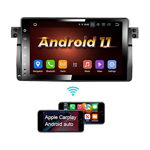 Amaseaudio Android 11 Car Stereo, 1 Din Compatible for BMW E46 3 Series 1999-2004, 9" Touchscreen, DSP+, Support Apple Carplay Android Auto/GPS navi/HD1080P/Fast Boot/Backup Camera/OBDII Cover