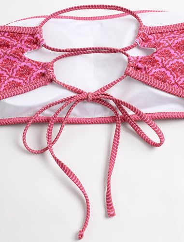 Image of ZAFUL Women's High Cut Bandeau Bikini Set Strapless Solid Color 2 Pieces Bathing Suit Swimsuit