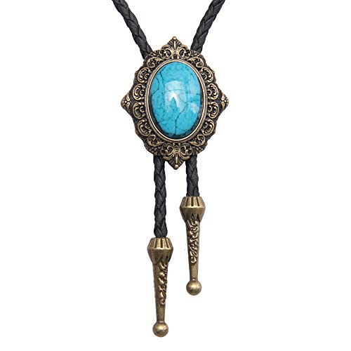 Image of GelConnie Native American Bolo Tie Rodeo Cowboy Leather Necktie Western Necklace Costume Accessories for Men,Women