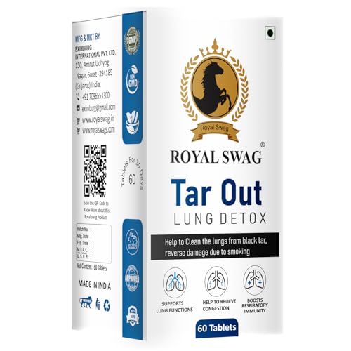 Image of Royal Swag Tar Our Lung Cleanse and Detox Tablets 60 Pcs Pack- Natural Respiratory Support Supplement Support Lung Health and Detoxification For Smokers & Non-Smokers