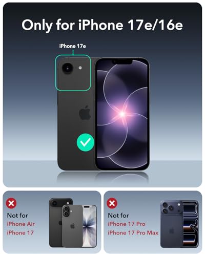 Image of ESR for iPhone 17e / iPhone 16e Case, Compatible with MagSafe, Shockproof Military-Grade Protection, TPU, Magnetic Case, Classic Hybrid Case (HaloLock), Frosted Black