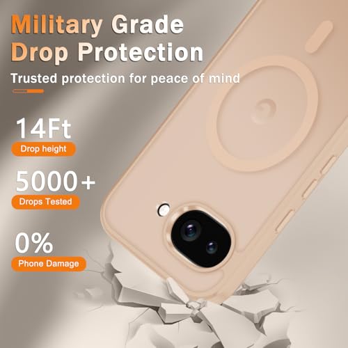 Image of for Google Pixel 10a Case, Matte Magnetic Phone Cover [with 1 Screen Protector] [Support for MagSafe] [Shockproof Military Grade Protection] Translucent Frosted Back, Coral Pink