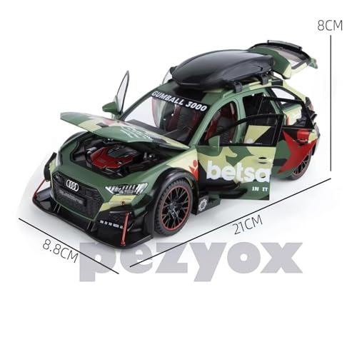 Image of Audi RS6 Militery Supercar 1:24 Diecast Scale Model Metal Pull Back Toy car for Kids with Openable Doors & Light, Music Toy Vehicle for Kids