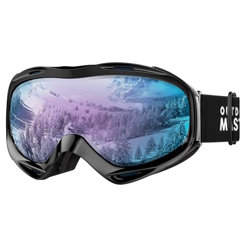 Image of OutdoorMaster OTG Ski Goggles - Over Glasses Ski /Snowboard Goggles for Men, Women & Youth - 100% UV Protection (White Frame + VLT 40% Sapphire Lens)