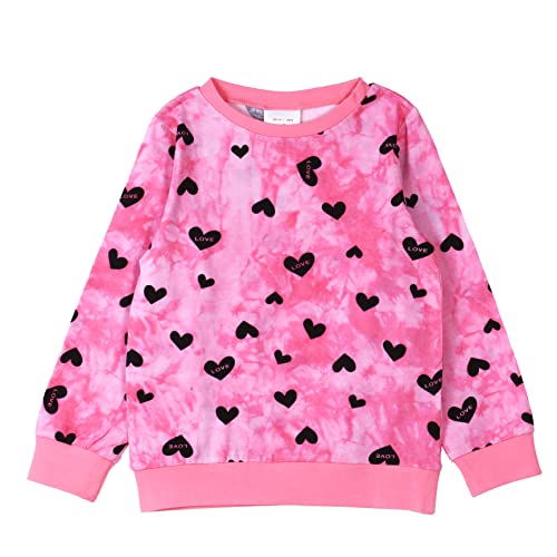 Image of Girls Valentine's Day Outfit Heart Love Print Sweatshirt Kids Girls Clothes Set