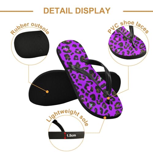 Purple Leopard Flip Flop Beach Summer Casual Sandal for Women & Men Shower Shoes 208619942