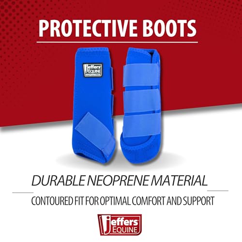 Jeffers Botas para cavalos de proteção equina, 1 par azul - protetores de perna de neoprene seguro e