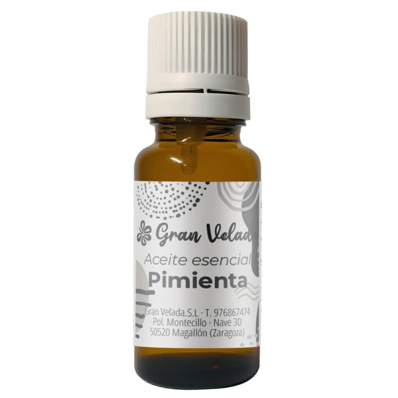 Gran Velada - Aceite Esencial de Pimienta Negra 5% 250 ml | Tonifica, Desintoxica y Alivia Dolor Muscular | Ideal para Cosmética y Aromaterapia