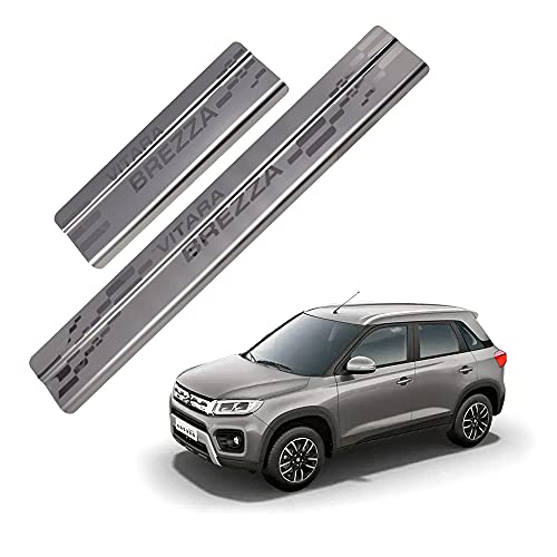 Image of GFX Car Door Sill Guard - Stainless Steel, Protects Painted Edges from Scuffs or Scratches Compatible with Kuv-100 Set of 4Pcs (After-Market) Model - 2017 Onwards