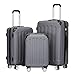 BEIBYE 2045 Zwillingsrollen 3tlg. Reisekoffer Koffer Kofferset Trolleys Hartschale in 20 Farben (2045-Dark Grey-Set)