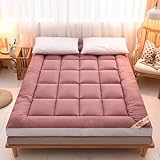 Generisch Tatami-Futon-Kissen, japanische Futon-Matratze, 10 cm Dicke Memory-Schaum-Matratze, atmungsaktive, druckentlastende Rollmatratze, für den Heimschlafsaal (Rosa, 150 x 200 cm)