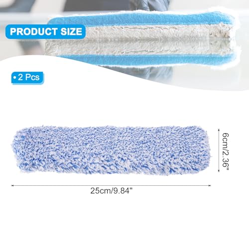 Image of MECCANIXITY Microfiber Scrubber Replacement Head 9.84 Inch for Window Glass Marble Wall Home Bathroom, Blue Pack of 2