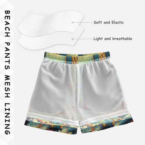 Street Scene Car Boys Swim Trunks Quick Dry Toddler Swimsuit Boy Bathing Suits Board Shorts Swimwear S Multi4