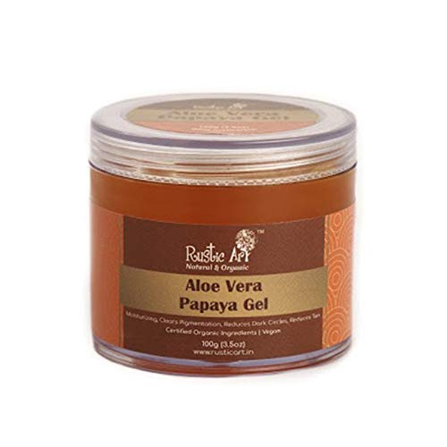 Rustic Art Organic Aloe Vera Papaya Gel with Niacinamide | Reduces dark spots & Even tone skin | 100g